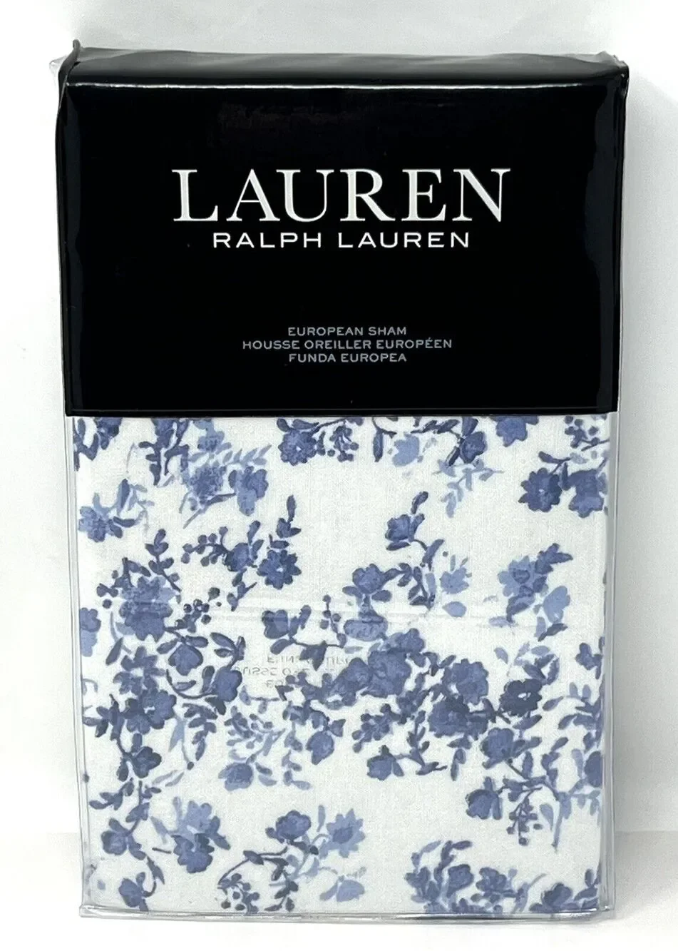 Ralph Lauren FLANNEL Rhyne Floral Euro Pillow Sham BLUE 26” X 26” $135 NIP